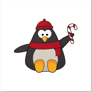 Penguin with Hat & Scarf Posters and Art